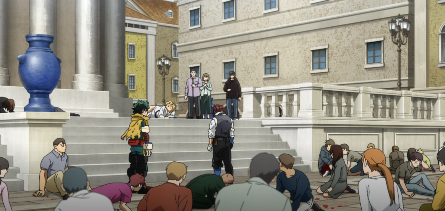 The civilians watch Giulio tell his story